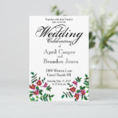 エレガントモダン水色ダークピンク野花 招待状 (スタンド正面)