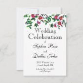 エレガントモダン水色ダークピンク野花 招待状 (正面)