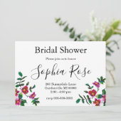 エレガントモダン水色ダークピンク野花 招待状 (スタンド正面)