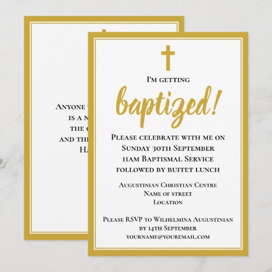 エレガントモダン洗礼 招待状 (正面/裏面)