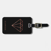 エレガントモダン澄んフェイクバラ金ゴールドブラック ラゲッジタグ (正面横)