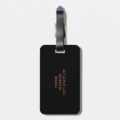 エレガントモダン澄んフェイクバラ金ゴールドブラック ラゲッジタグ (裏面縦)