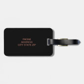 エレガントモダン澄んフェイクバラ金ゴールドブラック ラゲッジタグ (裏面横)