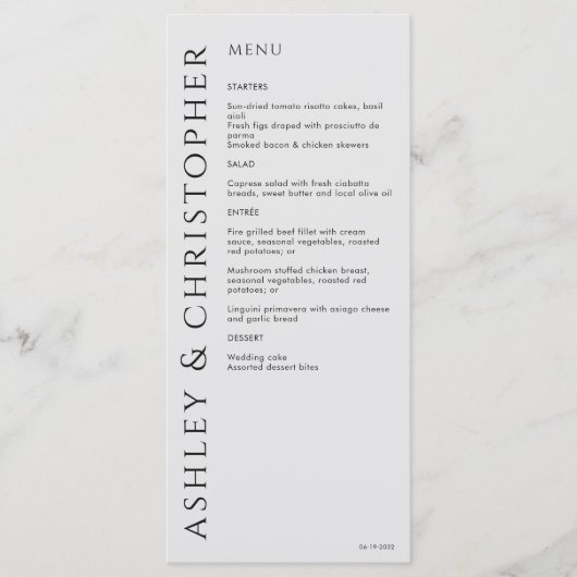 エレガントモダン煙結婚黒 メニュー (正面)