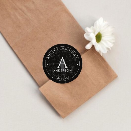 エレガントモダン煙結婚黒 ラウンドシール