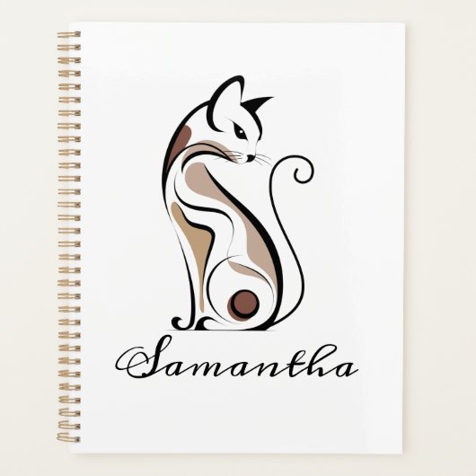 エレガントモダン猫お母さん抽象芸術カスタム プランナー手帳 (正面)