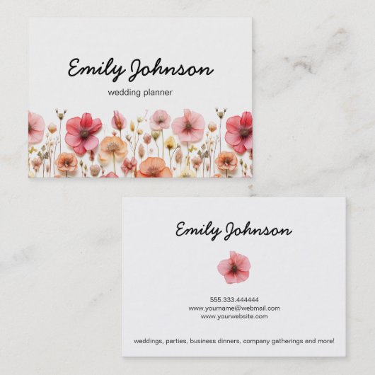 エレガントモダン生押し草花 名刺 (正面/裏面)