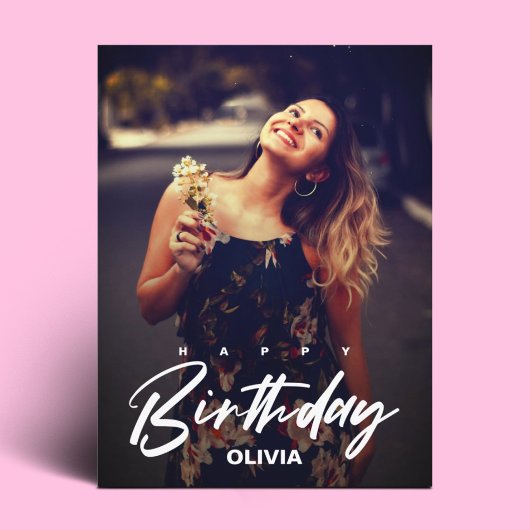 エレガントモダン発表写真ハッピーバースデー ポストカード