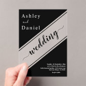 エレガントモダン白スタイリッシュ結婚の アクリル招待状 (インサイチュ (ポータブル))