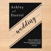 エレガントモダン白スタイリッシュ結婚の アクリル招待状 (正面)