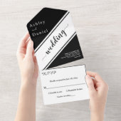 エレガントモダン白スタイリッシュ結婚の オールインワン招待状 (貼ってはがせる)