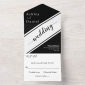 エレガントモダン白スタイリッシュ結婚の オールインワン招待状 (内側)