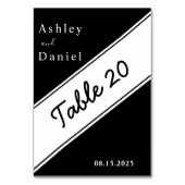 エレガントモダン白スタイリッシュ結婚の テーブルナンバー (正面)