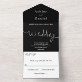 エレガントモダン白ミニマル結婚の オールインワン招待状 (内側)