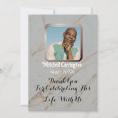 エレガントモダン白大理石記念写真 サンキューカード (正面)