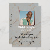 エレガントモダン白大理石記念写真 サンキューカード (正面/裏面)