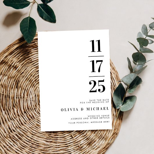 エレガントモダン白結婚色 セーブザデート