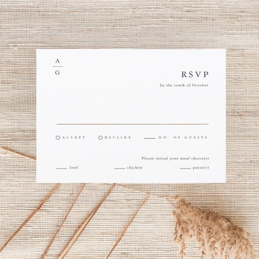 エレガントモダン白結婚色 出欠カード