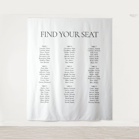 エレガントモダン白黒が席を結婚探す タペストリー (正面)