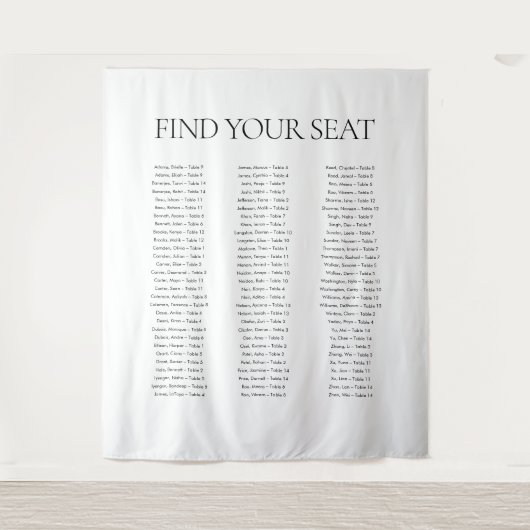 エレガントモダン白黒が席を結婚探す タペストリー (正面)