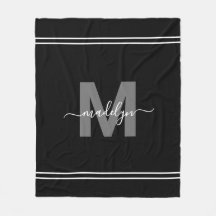 エレガントモダン白黒スクリプト名モノグラム