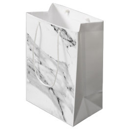 エレガントモダン白黒大理石模様 ミディアムペーパーバッグ