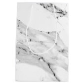 エレガントモダン白黒大理石模様 ミディアムペーパーバッグ (裏面)