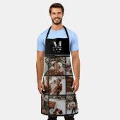 エレガントモダン白黒家族の写真コラージュ エプロン (着用した状態)