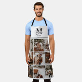エレガントモダン白黒家族の写真コラージュ エプロン (着用した状態)