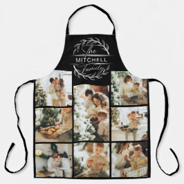 エレガントモダン白黒家族フォトコラージュAp エプロン