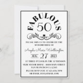 エレガントモダン白黒素晴らしい五十パーティー 招待状 (正面)