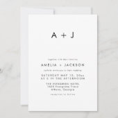 エレガントモダン白黒結婚の 招待状 (正面)