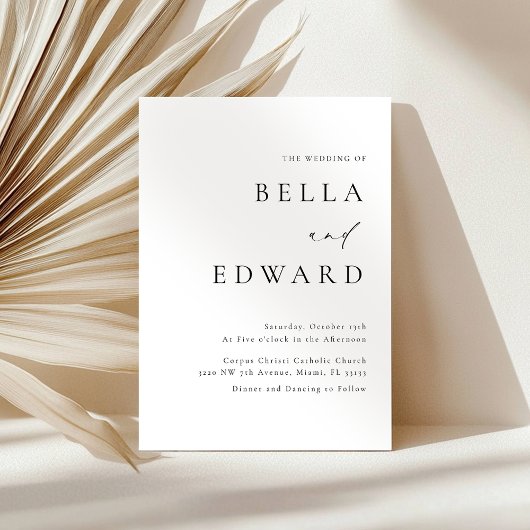 エレガントモダン白黒結婚ミニマル 招待状