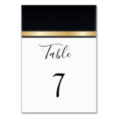エレガントモダン白黒結婚金ゴールド テーブルナンバー (裏面)