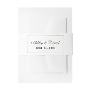 エレガントモダン白黒結婚金ゴールド 招待状ベリーバンド