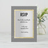 エレガントモダン白黒CHEVRON RSVP応答 招待状 (スタンド正面)