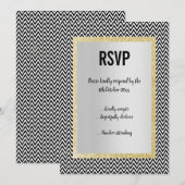エレガントモダン白黒CHEVRON RSVP応答 招待状 (正面/裏面)
