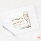 エレガントモダン真珠とプロセッコブライダルシャワー スクエアシール (封筒)