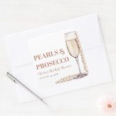 エレガントモダン真珠とプロセッコブライダルシャワー スクエアシール (封筒)