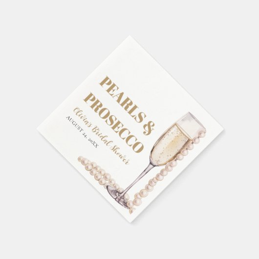 エレガントモダン真珠とプロセッコブライダルシャワー スタンダードカクテルナプキン (角)