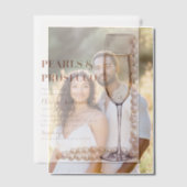 エレガントモダン真珠とプロセッコブライダルシャワー ベラム紙招待状 (オフセット (カップル))