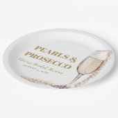 エレガントモダン真珠とプロセッコブライダルシャワー ペーパープレート (アングル)