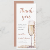 エレガントモダン真珠とプロセッコブライダルシャワー メニュー (正面/裏面)