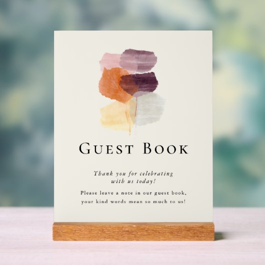 エレガントモダン紅葉結婚ズゲストブック アクリルサイン (ニュートラル)