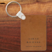 エレガントモダン素朴タンレザーのテクスチカスタムャ キーホルダー (正面)