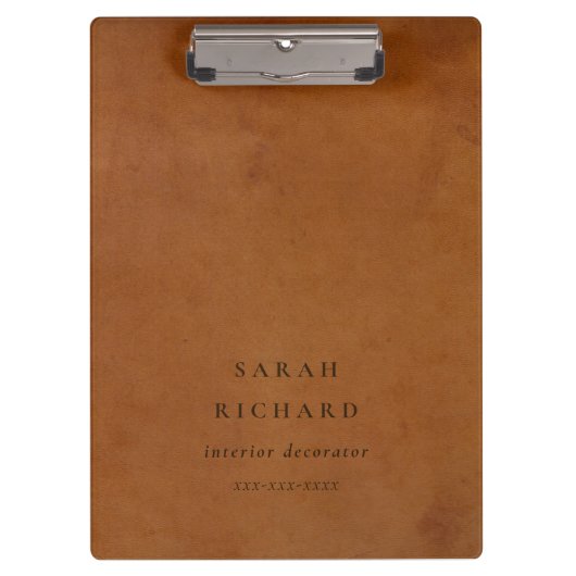 エレガントモダン素朴タンレザーのテクスチカスタムャ クリップボード (正面)
