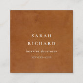 エレガントモダン素朴タンレザーのテクスチカスタムャ スクエア名刺 (正面)