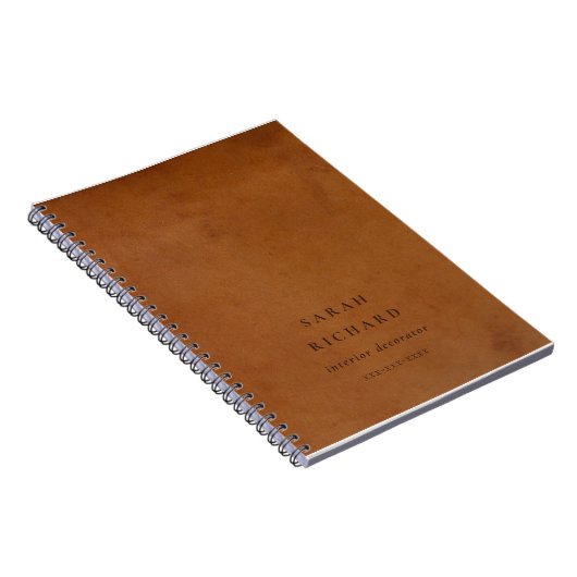 エレガントモダン素朴タンレザーのテクスチカスタムャ ノートブック (右側)