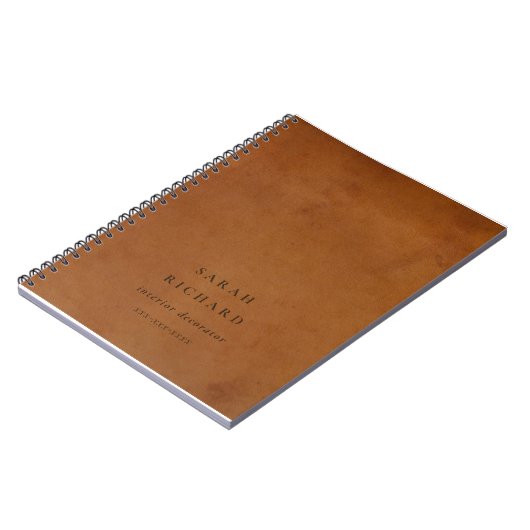 エレガントモダン素朴タンレザーのテクスチカスタムャ ノートブック (左側)