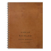 エレガントモダン素朴タンレザーのテクスチカスタムャ ノートブック (正面)